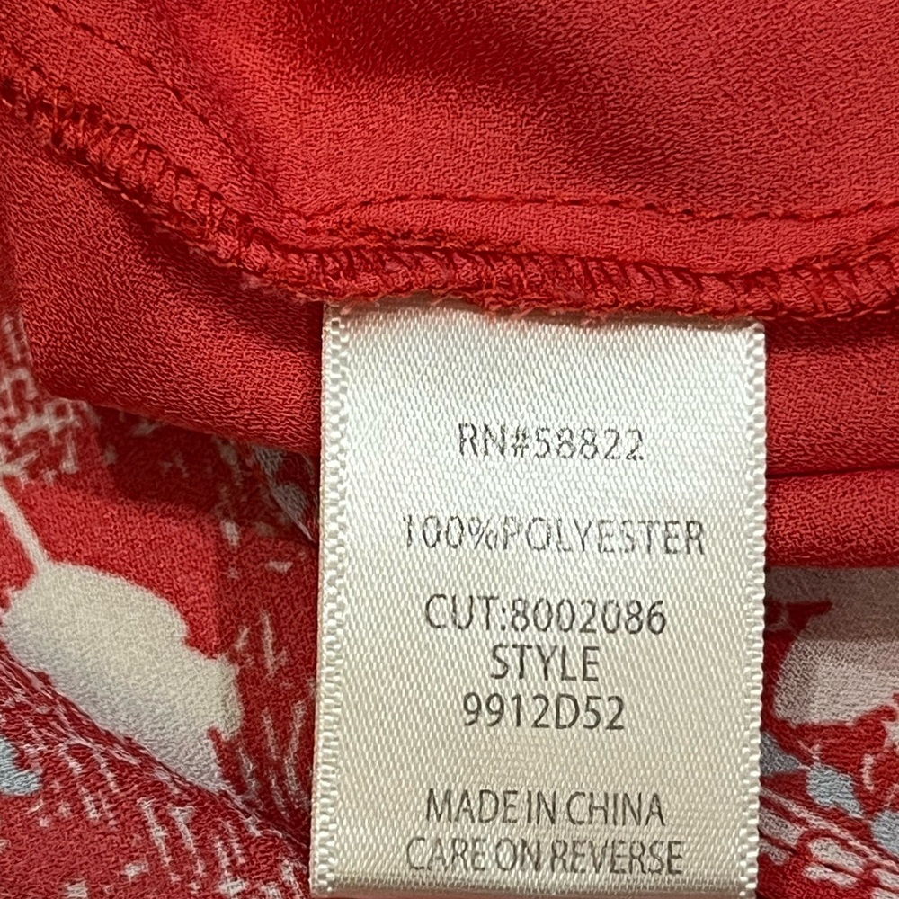 Max Studio Red Floral Smocked Fit Flare Dress Flutter Sleeve Women Small 9912D52 - Picture 12 of 16